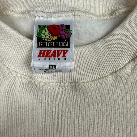 Vintage Blank Crewneck Sweatshirt Size XL Fruit Of The Loom Cream 90s Minimalist - Picture 4 of 5